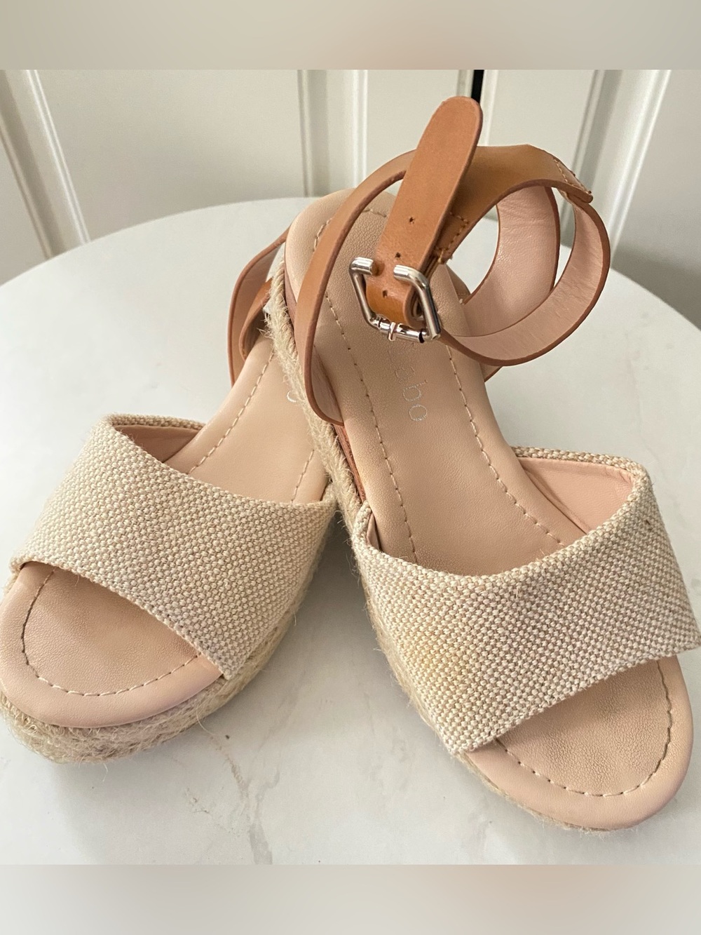 Girls' Beige Canvas Ankle-Strap Sandals - Neutral Espadrille Style